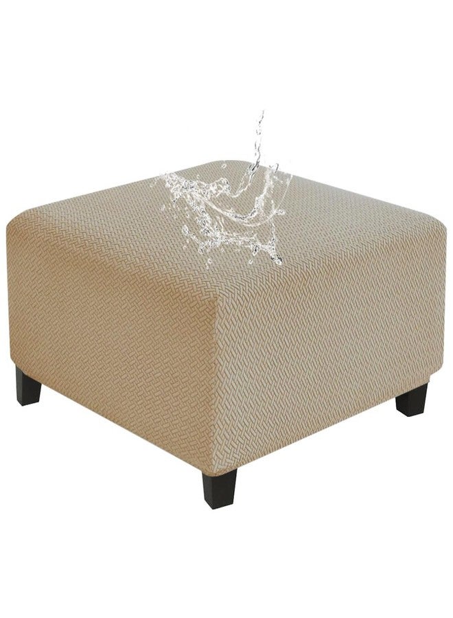 Levoberg Waterproof Square Ottoman Cover Large Square Folding Storage Ottoman Bench Slipcovers Footrest Stool Covers Oversized Ottoman Coffee Table Covers Cube with Elastic Bottom L Sand - Image 1